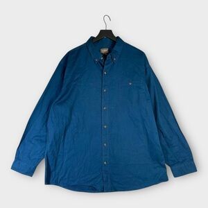 C.E. Schmidt Workwear Blue Button-Up Shirt XL 100% Cotton Long Sleeve Heavy Duty